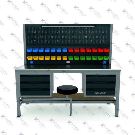 KAMPANYALI 2 MT TABURELİ KARMA ÇALIŞMA TEZGAHI 6 ÇEK.