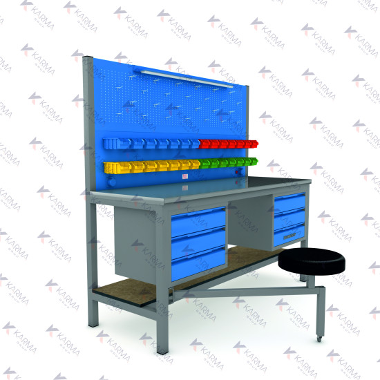 KAMPANYALI 2 MT TABURELİ KARMA ÇALIŞMA TEZGAHI 6 ÇEK.
