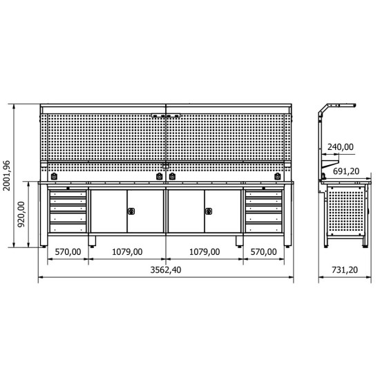 Dolaplı Metal Çalışma Masası KRM.36.15.74 Dolaplı Metal Çalışma Masası KRM.36.15.74