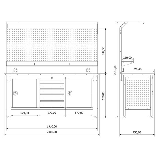 Metal Takım ve Çalışma Masası KRM.36.15.37 Metal Takım ve Çalışma Masası KRM.36.15.37