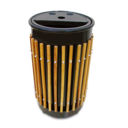 KR 119A AHŞAPLI LAMALI KAFESLİ ÇÖP KOVASI