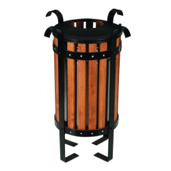 KR 136 AHŞAP KAPLAMALI LAMALI DIŞ MEKAN ÇÖP KOVASI