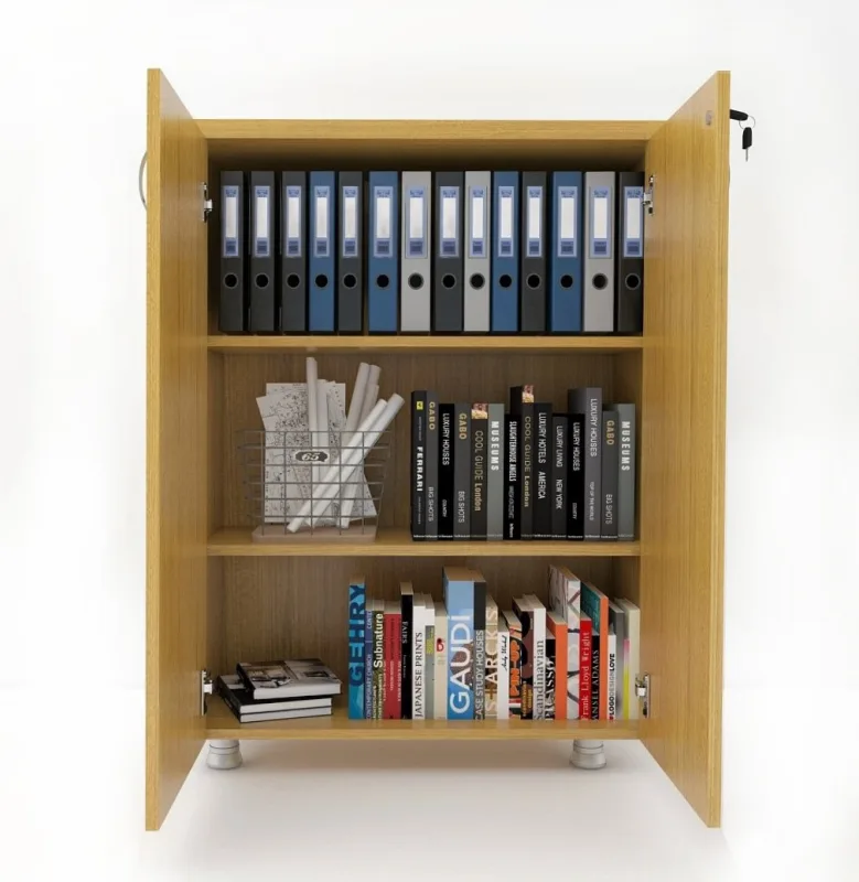 KAPAKLI KİTAPLIK DOSYA DOLABI TEAK - 80X38X117