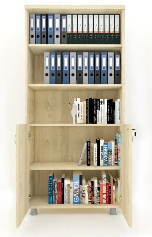 KAPAKLI KİTAPLIK DOSYA DOLABI MEŞE - 80X38X188