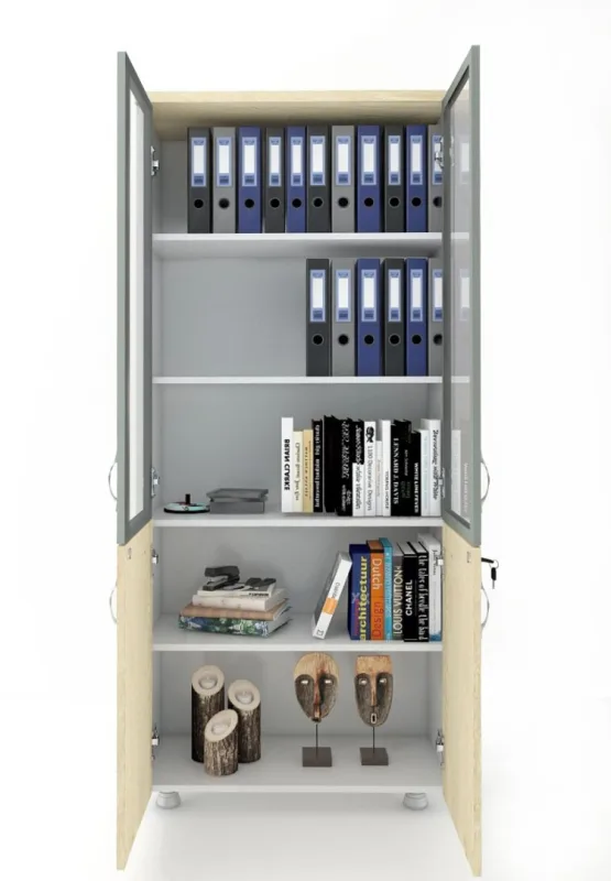 2 CAM KAPAKLI KİLİTLİ DOSYA DOLABI 80X38X188