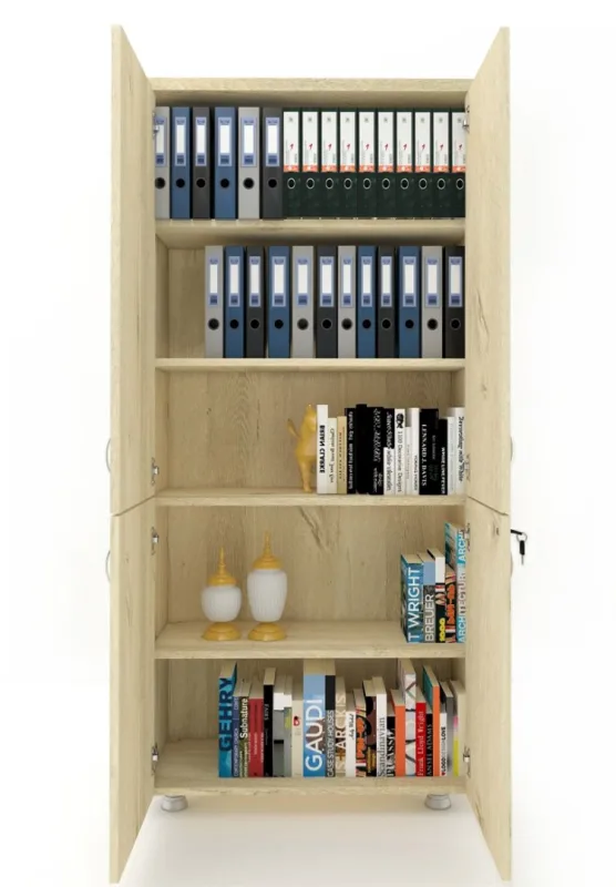 TAM KAPAK KİTAPLIK DOSYA DOLABI MEŞE - 80X38X188