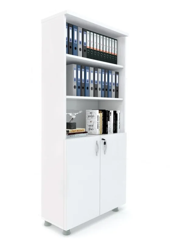 KAPAKLI KİTAPLIK DOSYA DOLABI BEYAZ - 80X38X188