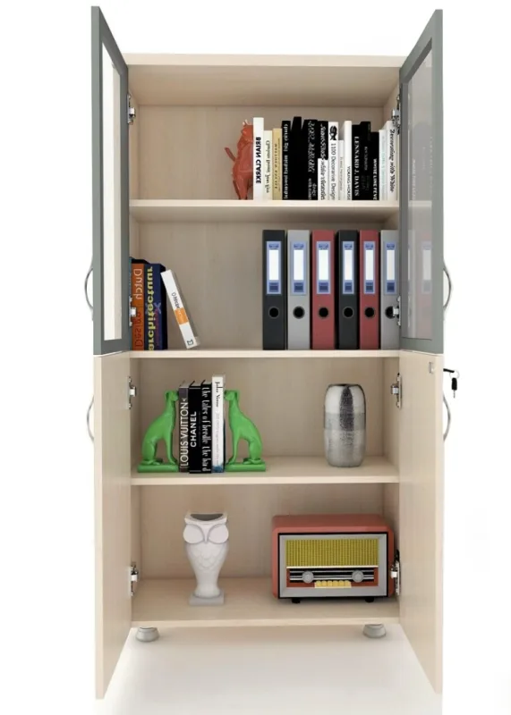 2 CAM KAPAKLI KİLİTLİ DOSYA DOLABI AKÇA 80X38X153
