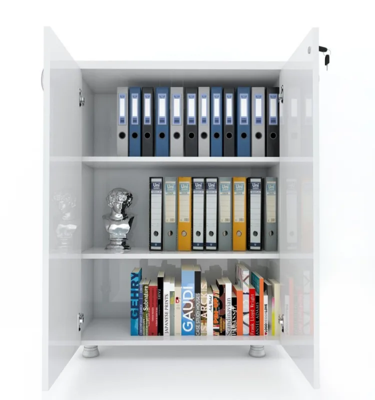 KAPAKLI KİTAPLIK DOSYA DOLABI BEYAZ - 80X38X117