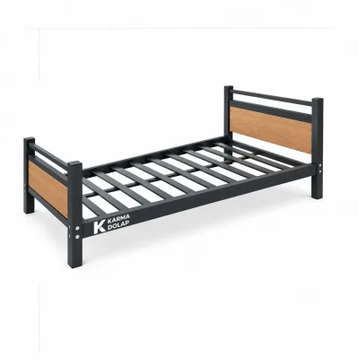 Karma Metal Ahşap Detaylı Metal Karyola