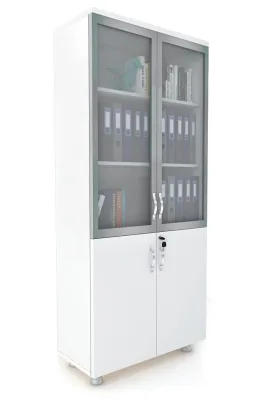 2 CAM Kapak ki̇Li̇Tli̇ Dosya Dolabı Beyaz 80x38x188