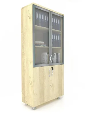 2 CAM Kapaklı ki̇Li̇Tli̇ Dosya Dolabı Meşe 80x38x188