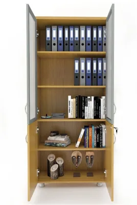 2 CAM Kapaklı ki̇Li̇Tli̇ Dosya Dolabı Teak 80x38x188
