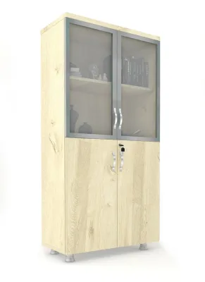 2 CAM Kapaklı ki̇Li̇Tli̇ Dosya Dolabı Meşe 80x38x153
